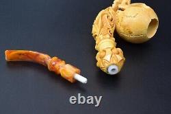 Skull Pipe BY SADIK YANIK Block Meerschaum Handmade From Turkey -NEW W CASE#1321