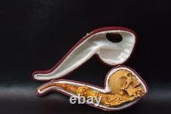 Skull Pipe BY SADIK YANIK Block Meerschaum Handmade From Turkey -NEW W CASE#1321