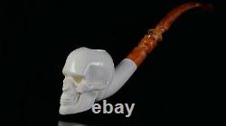 Skull Pipe Block Meerschaum-NEW Custom Fitted Case# 1310 Churchwarden Stem