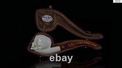 Skull Pipe Block Meerschaum-NEW Custom Fitted Case# 1575 Churchwarden Stem