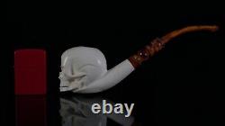 Skull Pipe Block Meerschaum-NEW Custom Fitted Case# 1575 Churchwarden Stem
