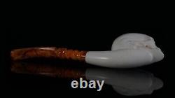Skull Pipe Block Meerschaum-NEW Custom Fitted Case# 1575 Churchwarden Stem