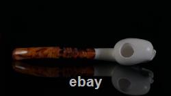 Skull Pipe Block Meerschaum-NEW Custom Fitted Case# 1575 Churchwarden Stem