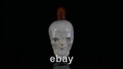 Skull Pipe Block Meerschaum-NEW Custom Fitted Case# 1575 Churchwarden Stem
