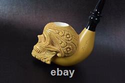 Skull Pipe By Kenan-new-block Meerschaum Handmade W Case&Tamper#480