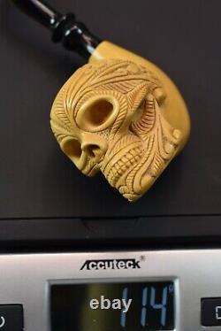Skull Pipe By Kenan-new-block Meerschaum Handmade W Case&Tamper#480