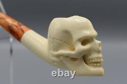 Skull Pipe New Block Meerschaum Handmade W Case#919