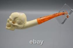 Skull Pipe New Block Meerschaum Handmade W Case#919