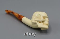 Skull Pipe New Block Meerschaum Handmade W Case#919