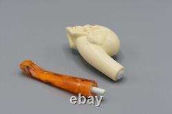 Skull Pipe New Block Meerschaum Handmade W Case#919