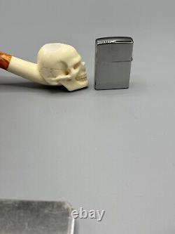 Skull Pipe New Block Meerschaum Handmade W Case#919