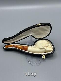 Skull Pipe New Block Meerschaum Handmade W Case#919