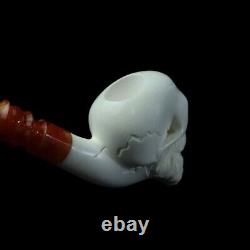 Skull Pipe W Beard By ALI New-block Meerschaum Handmade With Case#98