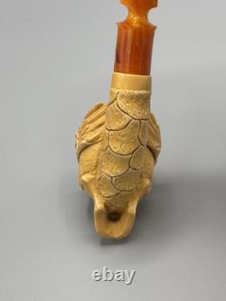 Skull Pipe W Wings Block Meerschaum-NEW HANDMADE W CASE#1594