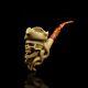 Skull Pirate Pipe Block Meerschaum New Handmade With Case#321