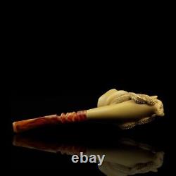 Skull Pirate PIPE BLOCK MEERSCHAUM NEW Handmade With Case#321