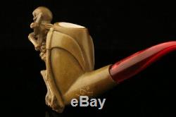 Skull Playing Violin Hand Carved Block Meerschaum Pipe with CASE 11000