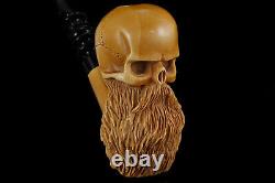 Skull W Beard Pipe By Kenan Handmade Block Meerschaum-NEW W CASE#266