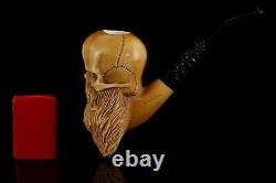 Skull W Beard Pipe By Kenan Handmade Block Meerschaum-NEW W CASE#266