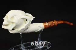 Skull W Claw Pipe Block Meerschaum-NEW Handcarved W CASE#728