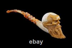 Skull With Beard Pipe By Koray Handmade Block Meerschaum-NEW W CASE#134