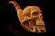 Skull In Skeleton Hand Block Meerschaum Pipe With Custom Case 12244