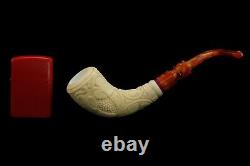 Slim Horn Vineyard Pipe By H EGE New Block Meerschaum Handmade W Case#93