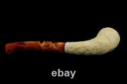 Slim Horn Vineyard Pipe By H EGE New Block Meerschaum Handmade W Case#93