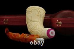 Slim Horn Vineyard Pipe By H EGE New Block Meerschaum Handmade W Case#93