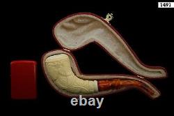 Slim Horn Vineyard Pipe By H EGE New Block Meerschaum Handmade W Case#93