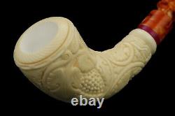 Slim Horn Vineyard Pipe By H EGE New Block Meerschaum Handmade W Case#93