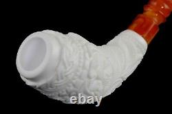 Slim Ornate Horn Pipe By Altay New Block Meerschaum Handmade W Case#1121
