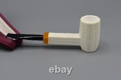 Slim Poker Pipe BLOCK MEERSCHAUM-NEW-HAND CARVED W Case#123