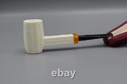 Slim Poker Pipe BLOCK MEERSCHAUM-NEW-HAND CARVED W Case#123