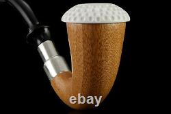 Small bowl Mahogany Wood Sherlock Pipe W Block Meerschaum Cap Handmade W Case968