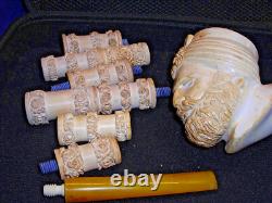 Smoked Block Meerschaum Sultan Pipe 22 Inches Long Lots Of Detailed Carving