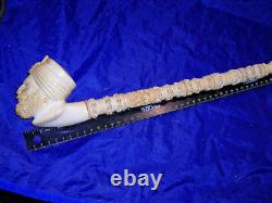 Smoked Block Meerschaum Sultan Pipe 22 Inches Long Lots Of Detailed Carving