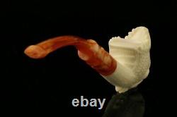 Smoky Mouth Dragon Block Meerschaum Pipe with custom CASE 10848