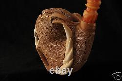 Smoky Mouth Dragon Pipe Carved by I. BAGLAN Block Meerschaum in fitted case 5488