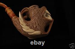 Smoky Mouth Dragon Pipe Carved by I. BAGLAN Block Meerschaum in fitted case 5488