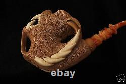 Smoky Mouth Dragon Pipe Carved by I. BAGLAN Block Meerschaum in fitted case 5488