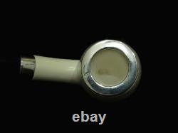 Smooth Apple Billiard Block Meerschaum pipe Acrylic 2 Silver Ring Big Bowl 6708