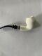 Smooth Apple Pipe W 925 Silver Block Meerschaum-new-hand Carved W Case