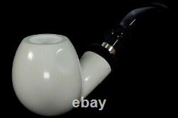 Smooth Apple Pipe W 925 Silver BLOCK MEERSCHAUM-NEW-HAND CARVED W Case#838