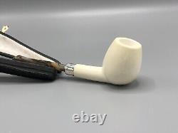 Smooth Apple Pipe With Silver new-block Meerschaum Handmade With Case# 1130