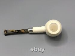 Smooth Apple Pipe With Silver new-block Meerschaum Handmade With Case# 1130