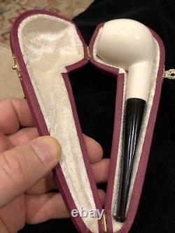 Smooth Apple Pipe new-block Meerschaum Handmade W Case#1725