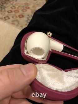 Smooth Apple Pipe new-block Meerschaum Handmade W Case#1725