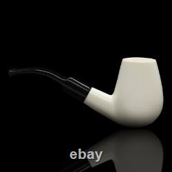 Smooth Bent Egg Pipe BLOCK MEERSCHAUM-NEW-HAND CARVED W Case&Tamper #1108