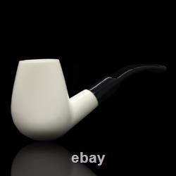 Smooth Bent Egg Pipe BLOCK MEERSCHAUM-NEW-HAND CARVED W Case&Tamper #1108
